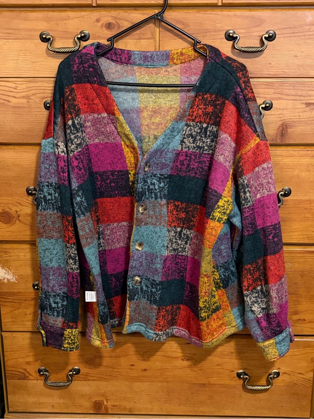 Multicolor Plaid Button-Front Women's Cardigan Sweater
